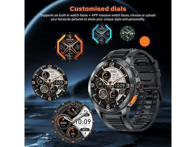Alt view image 7 of 7 - Hitoor Smart Watches for Men, Bluetooth Smart Watch Answer/Make Calls, 1.43" AMOLED Fitness Watch with Blood Pressure/Heart Rate/SpO2 Monitor, 100+ Sports Modes, Compatible with iPhone Android
