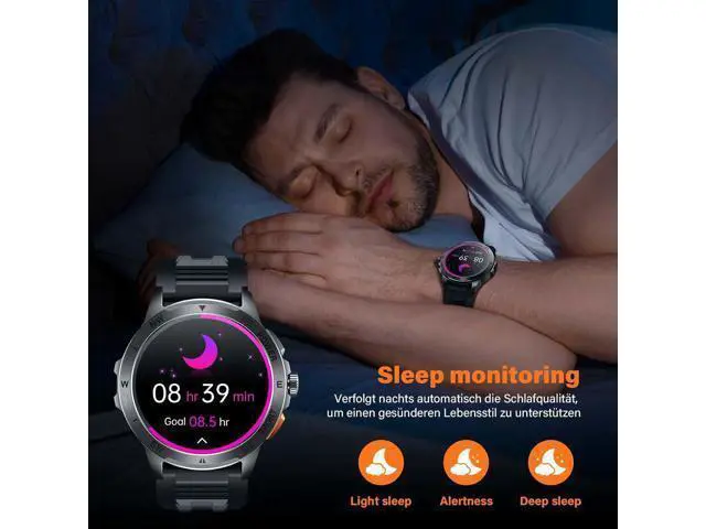 Alt view image 6 of 7 - Hitoor Smart Watches for Men, Bluetooth Smart Watch Answer/Make Calls, 1.43" AMOLED Fitness Watch with Blood Pressure/Heart Rate/SpO2 Monitor, 100+ Sports Modes, Compatible with iPhone Android