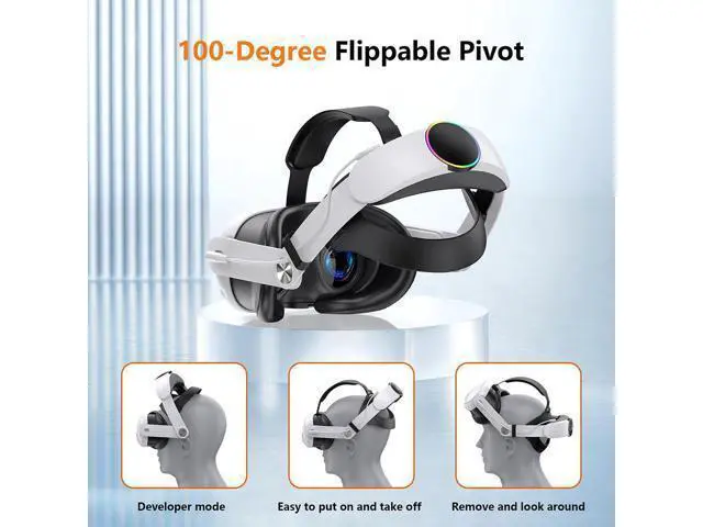 Alt view image 5 of 7 - Hitoor RGB VR Headset for O-cu-lus/Me-ta Quest 3/3S Head Strap with 10000mAh Battery, Rechargeable Elite Strap Extend 4-6H Playtime and Adjustable for VR Headset Compatible with Quest 3/3S Accessories