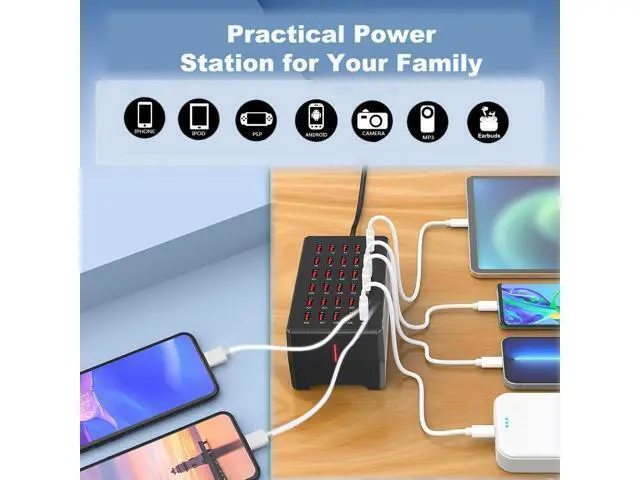 Alt view image 6 of 7 - Hitoor USB Charger Station, 30-Port USB 150W/30A Multiple USB Charging Station, Multi Ports USB Charger Station for Smartphones, Tablets, and Other USB Devices giyqxHw