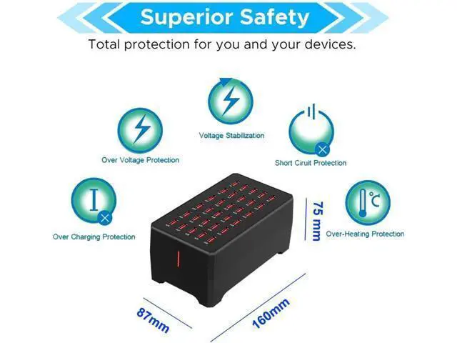 Alt view image 3 of 7 - Hitoor USB Charger Station, 30-Port USB 150W/30A Multiple USB Charging Station, Multi Ports USB Charger Station for Smartphones, Tablets, and Other USB Devices giyqxHw