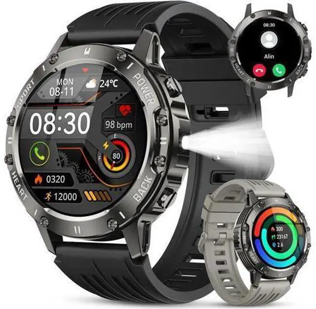 Main image of Hitoor Smart Watch for Men Fitness Tracker, Bluetooth Waterproof Make Answer Call Digital Mens Watches Running Smartwatch for IOS Android Phones Compatible Step Pedometer Sleep Heart Rate Monitors