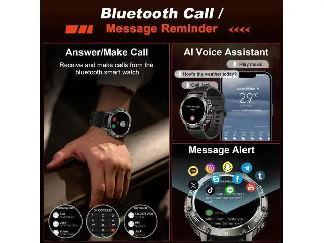 Alt view image 2 of 7 - Hitoor Smart Watch for Men Fitness Tracker, Bluetooth Waterproof Make Answer Call Digital Mens Watches Running Smartwatch for IOS Android Phones Compatible Step Pedometer Sleep Heart Rate Monitors