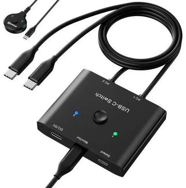 Main image of Hitoor USB C Switch,Bi-Directional USB C Switcher 2 Computers, USB Type C KVM Switch 8K@60Hz 4K@120Hz Video/10Gbps Data Transfer/100W Charging, Compatible with Thunderbolt Device,USB-C Cables Included
