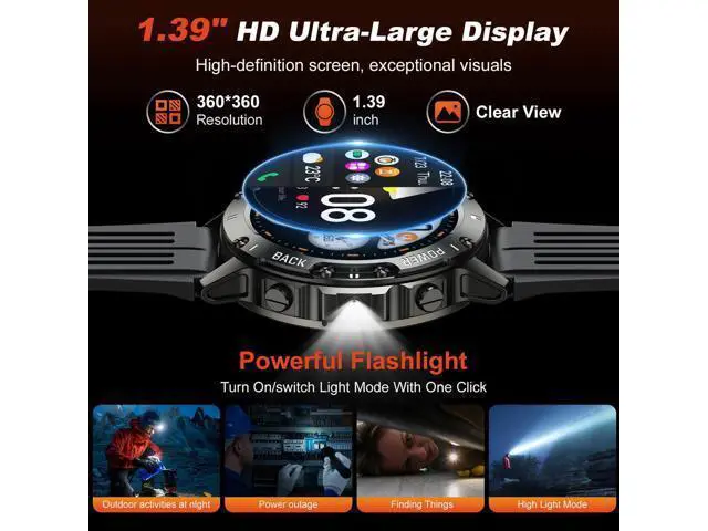 Alt view image 6 of 7 - Hitoor Smart Watch for Men Fitness Tracker, Bluetooth Waterproof Make Answer Call Digital Mens Watches Running Smartwatch for IOS Android Phones Compatible Step Pedometer Sleep Heart Rate Monitors