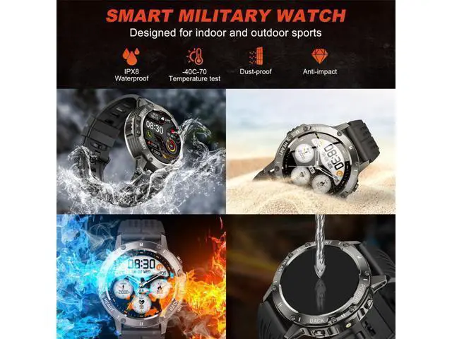 Alt view image 7 of 7 - Hitoor Smart Watch for Men Fitness Tracker, Bluetooth Waterproof Make Answer Call Digital Mens Watches Running Smartwatch for IOS Android Phones Compatible Step Pedometer Sleep Heart Rate Monitors