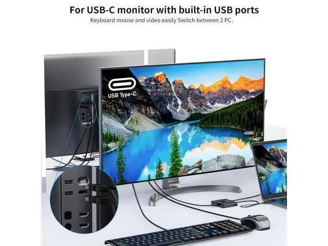 Alt view image 6 of 7 - Hitoor USB C Switch,Bi-Directional USB C Switcher 2 Computers, USB Type C KVM Switch 8K@60Hz 4K@120Hz Video/10Gbps Data Transfer/100W Charging, Compatible with Thunderbolt Device,USB-C Cables Included