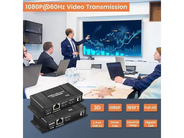 Alt view image 6 of 7 - Hitoor 164FT / 50M HDMI KVM USB Extender Over Cat 5e/6/7 Cable, 1080P HDMI Ethernet Extender Balun Transmitter Receiver with Loop Out Function - USB Keyboard Mouse, Single POC Power Supply giyqxHw