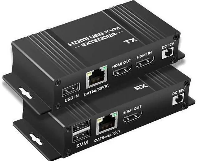 Main image of Hitoor 164FT / 50M HDMI KVM USB Extender Over Cat 5e/6/7 Cable, 1080P HDMI Ethernet Extender Balun Transmitter Receiver with Loop Out Function - USB Keyboard Mouse, Single POC Power Supply giyqxHw