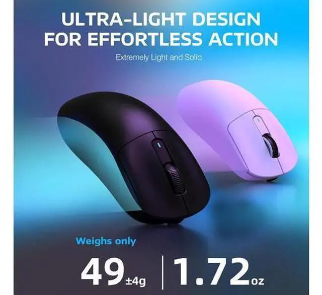 Alt view image 3 of 7 - Hitoor Wireless Gaming Mouse, 49g Ergonomic Computer Mouse, Triple Modes PAW3395 26K DPI Optical Sensor, 200h Battery Life, Programmable Buttons, Gaming Accessories for PC/Laptop/Mac (Black)