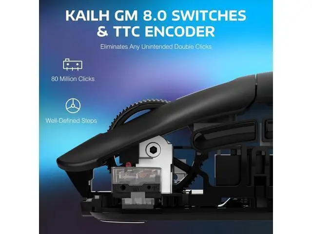 Alt view image 5 of 7 - Hitoor Wireless Gaming Mouse, 49g Ergonomic Computer Mouse, Triple Modes PAW3395 26K DPI Optical Sensor, 200h Battery Life, Programmable Buttons, Gaming Accessories for PC/Laptop/Mac (Black)