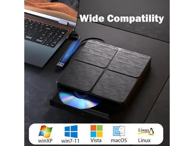 Alt view image 3 of 7 - Hitoor External Blu Ray Drive-Portable Blu Ray DVD Player, Read and Write BD/DVD/CD, USB 3.0 Type C Blu Ray Player External CD DVD Drive, Portable DVD Player for Laptop Desktop PC Windows ,Linux,MacOS