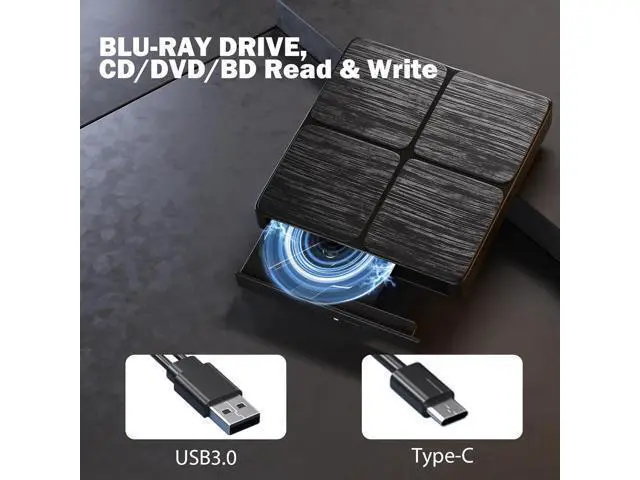 Alt view image 4 of 7 - Hitoor External Blu Ray Drive-Portable Blu Ray DVD Player, Read and Write BD/DVD/CD, USB 3.0 Type C Blu Ray Player External CD DVD Drive, Portable DVD Player for Laptop Desktop PC Windows ,Linux,MacOS