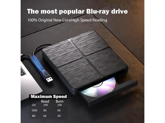 Alt view image 5 of 7 - Hitoor External Blu Ray Drive-Portable Blu Ray DVD Player, Read and Write BD/DVD/CD, USB 3.0 Type C Blu Ray Player External CD DVD Drive, Portable DVD Player for Laptop Desktop PC Windows ,Linux,MacOS