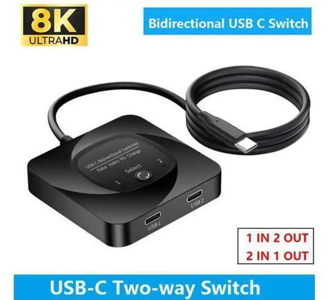 Main image of Hitoor USB C Switch, 8K@60Hz USB C Switch Bi-Directional 2 in 1 Out or 1 in 2 Out,Type C Switch Selector with Power Indicator for PCs, Support USB 3.1 Gen 2 10Gbps Data Transmission, 100W Charging