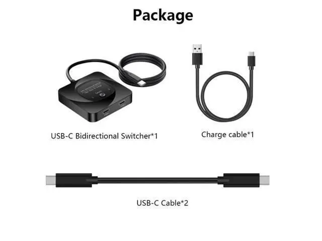 Alt view image 7 of 7 - Hitoor USB C Switch, 8K@60Hz USB C Switch Bi-Directional 2 in 1 Out or 1 in 2 Out,Type C Switch Selector with Power Indicator for PCs, Support USB 3.1 Gen 2 10Gbps Data Transmission, 100W Charging