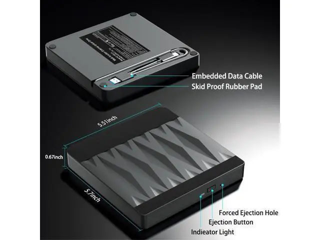 Alt view image 5 of 7 - Hitoor External Blu-Ray Drive, Blu Ray Burner USB 3.0 and Type-C External CD DVD Drive Compatible Read and Burner BD DVD CD Reader Rewriter Writer Disk Duplicator Compatible for Windows, Linux, MacOS