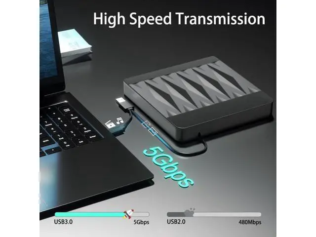 Alt view image 4 of 7 - Hitoor External Blu-Ray Drive, Blu Ray Burner USB 3.0 and Type-C External CD DVD Drive Compatible Read and Burner BD DVD CD Reader Rewriter Writer Disk Duplicator Compatible for Windows, Linux, MacOS