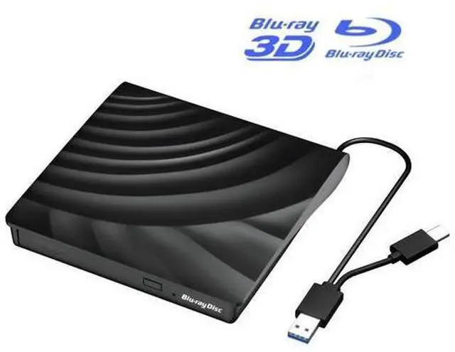 Main image of External Blu Ray CD DVD Drive, USB 3.0 Type-C Portable 3D Bluray CD DVD Reader Slim Optical Bluray DVD Drive for Mac-Book Laptop Desktop PC Laptop Compatible with Mac OS Windows XP/7/8/10/11