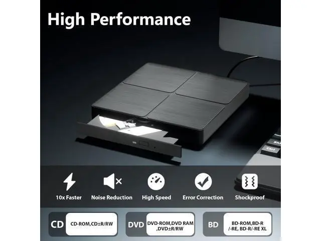 Alt view image 2 of 7 - Hitoor External Blu Ray Drive, USB 3.0 Type-C 3D Bluray CD DVD BD Reader Player Slim Optical Bluray CD/DVD Burner for MacBook Laptop Desktop PC Compatible with Mac OS Windows XP/7/8/10/11