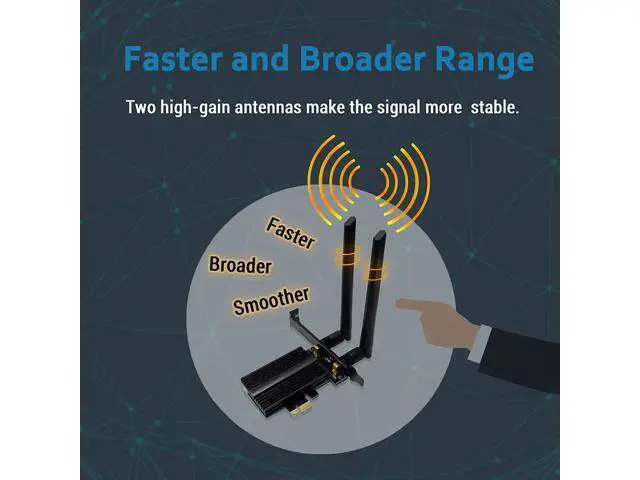 Alt view image 6 of 7 - New WiFi 6E 5400Mbps AX210 Wireless PCIe Card, Updated to 6G/5.8G/2.4GHz Tri-Band, Bluetooth 5.2, 802.11AX Internal Network Adapter for PC with MU-MIMO, Ultra-Low Latency, Support Windows10 (64bit)
