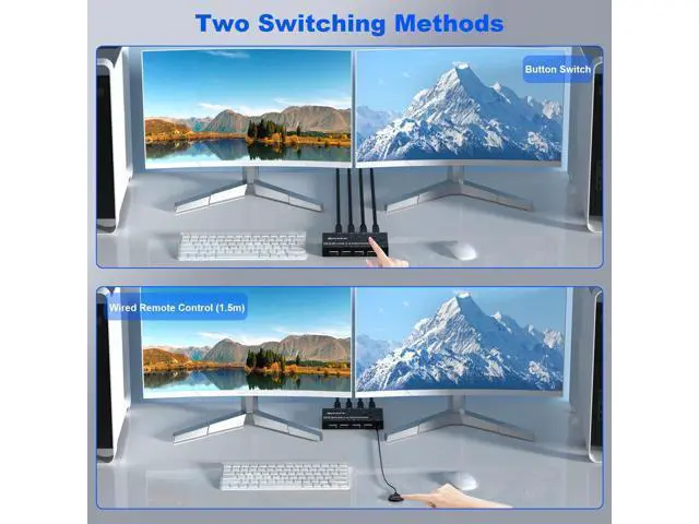 Alt view image 4 of 7 - Hitoor USB 3.0 Switch, 4 Port USB Switcher 4 Computers Share 4 USB Devices, for Printer Scanner Keyboard Mouse Switch, USB-B USB 3.0 Switch with Wired Control and Standard USB-B Cables