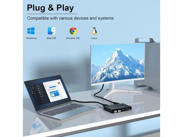 Alt view image 6 of 7 - Hitoor USB 3.0 Switch, 4 Port USB Switcher 4 Computers Share 4 USB Devices, for Printer Scanner Keyboard Mouse Switch, USB-B USB 3.0 Switch with Wired Control and Standard USB-B Cables