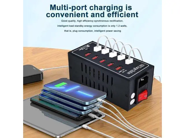 Alt view image 2 of 7 - 10-Port USB Charging Station, 10-in-1 Multi Port USB Charger for i-Ph-one13/14/15,60W Power Delivery Desktop Accessory with Intelligent Protection for Smartphones Tablet PC School Shopping Hotel Malls