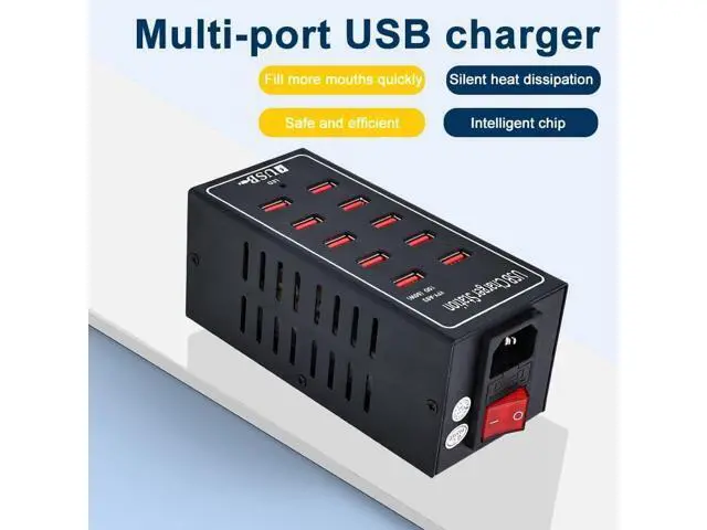 Alt view image 6 of 7 - 10-Port USB Charging Station, 10-in-1 Multi Port USB Charger for i-Ph-one13/14/15,60W Power Delivery Desktop Accessory with Intelligent Protection for Smartphones Tablet PC School Shopping Hotel Malls