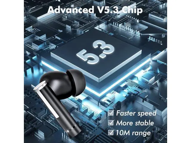 Alt view image 4 of 7 - True Wireless Earbuds Bluetooth Headphones 5.3, 50H Playtime Bluetooth Earbuds Built in Noise Cancellation Mic with LED Digital Display Charging Case, IPX7 Waterproof Ear Buds for IOS Android Phones