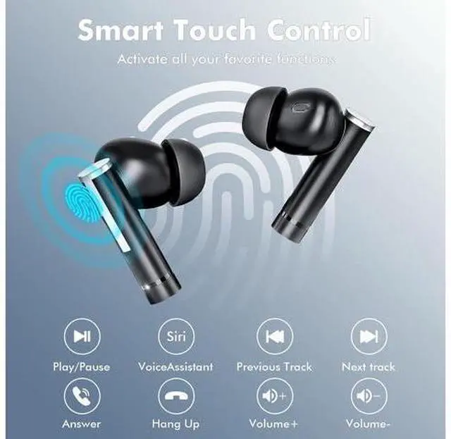 Alt view image 5 of 7 - True Wireless Earbuds Bluetooth Headphones 5.3, 50H Playtime Bluetooth Earbuds Built in Noise Cancellation Mic with LED Digital Display Charging Case, IPX7 Waterproof Ear Buds for IOS Android Phones