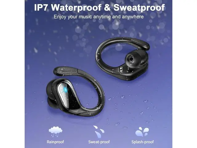 Alt view image 6 of 7 - Hitoor Wireless Earbuds, Bluetooth 5.4 Headphones Sport, 75H Stereo Wireless Earphones with 4 ENC Noise Canceling Mic, IP7 Waterproof Ear Buds with Earhooks,LED Display Wireless Headphones for Running