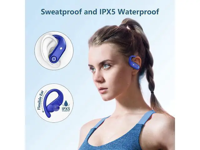 Alt view image 6 of 6 - True Wireless Earbuds, Bluetooth Headphones 130H Playback 4 Mics Clear Call Waterproof Sport Wireless Headset, 2200mAh Charging Case in-Ear Ear Buds Earphones with Earhooks for Sports Running Workout