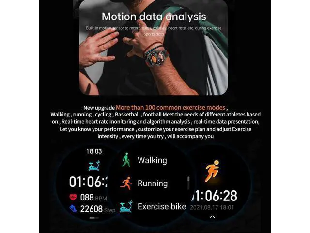 Alt view image 3 of 7 - 1.43 AMOLED Touch Screen Military Smart Watch for Answer Make Calls,700 mAh Tactical Fitness Tracker Sport Smartwatch with 100+ Workout Modes Heart Rate SpO2 Sleep Monitor for Android iOS (Orange)