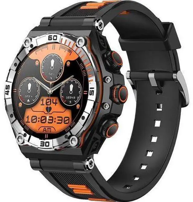 Main image of 1.43 AMOLED Touch Screen Military Smart Watch for Answer Make Calls,700 mAh Tactical Fitness Tracker Sport Smartwatch with 100+ Workout Modes Heart Rate SpO2 Sleep Monitor for Android iOS (Orange)