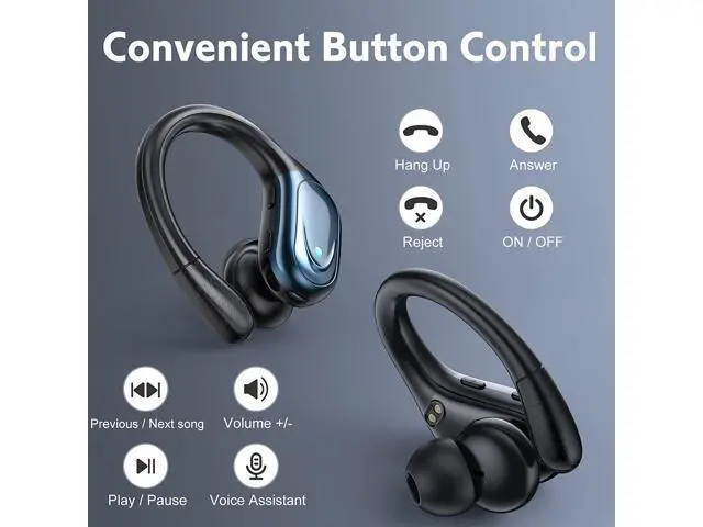 Alt view image 5 of 7 - Ture Wireless Earbuds, in Ear Bluetooth Headphones with Built-in Mic, 75Hrs Playtime Sport Earphones with Digital Display & CVC 8.0, IPX7 Waterproof Over-Ear Headphones for Workout Running Outdoor