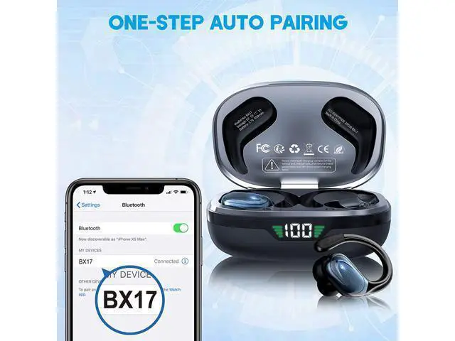 Alt view image 6 of 7 - Ture Wireless Earbuds, in Ear Bluetooth Headphones with Built-in Mic, 75Hrs Playtime Sport Earphones with Digital Display & CVC 8.0, IPX7 Waterproof Over-Ear Headphones for Workout Running Outdoor