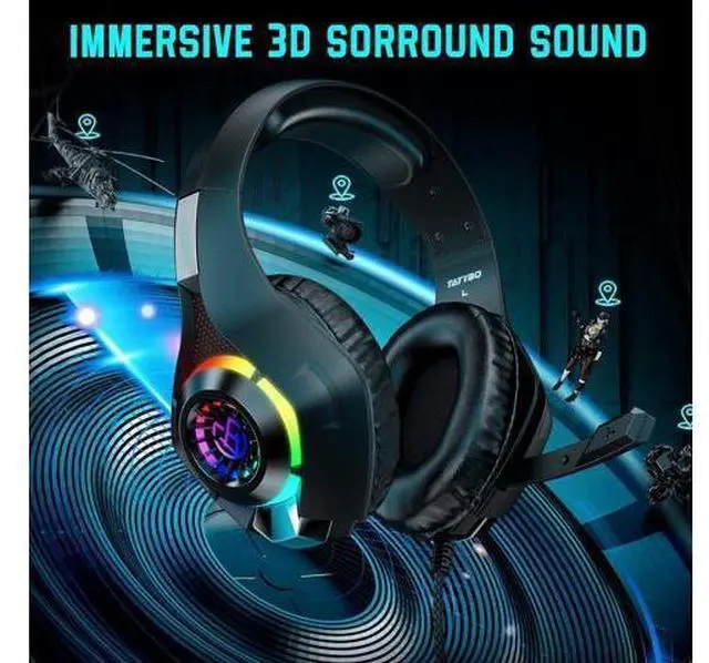 Main image of Wired Gaming Headset for PS4 PS5 Switch Xbox One PC with RGB Light, Noise Canceling Mic, Surround Sound Gaming Headphones