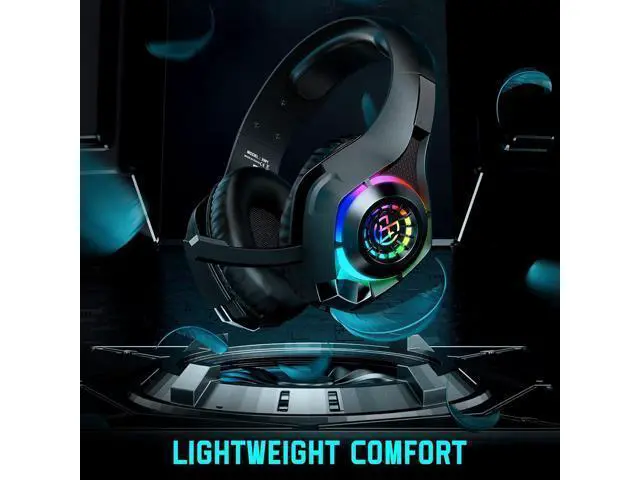 Alt view image 3 of 6 - Wired Gaming Headset for PS4 PS5 Switch Xbox One PC with RGB Light, Noise Canceling Mic, Surround Sound Gaming Headphones