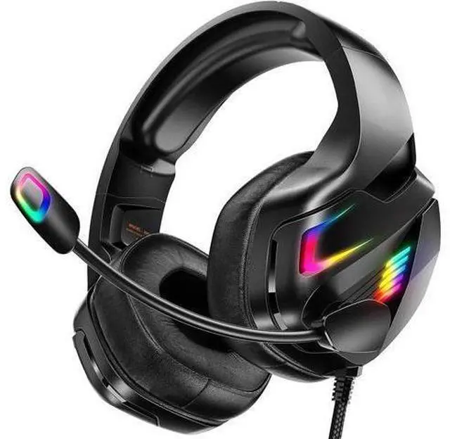 Main image of Wired Gaming Headset for PS5, PS4, PC, Stereo Surround Sound Gaming Headphones with Noise Cancelling Microphone, Over-Ear Gamer Headset with 4 Mode RGB Light for Laptop Mac Switch XboxOne (Black)