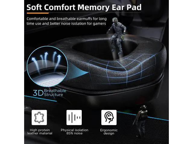 Alt view image 4 of 7 - Wired Gaming Headset for PS5, PS4, PC, Stereo Surround Sound Gaming Headphones with Noise Cancelling Microphone, Over-Ear Gamer Headset with 4 Mode RGB Light for Laptop Mac Switch XboxOne (Black)