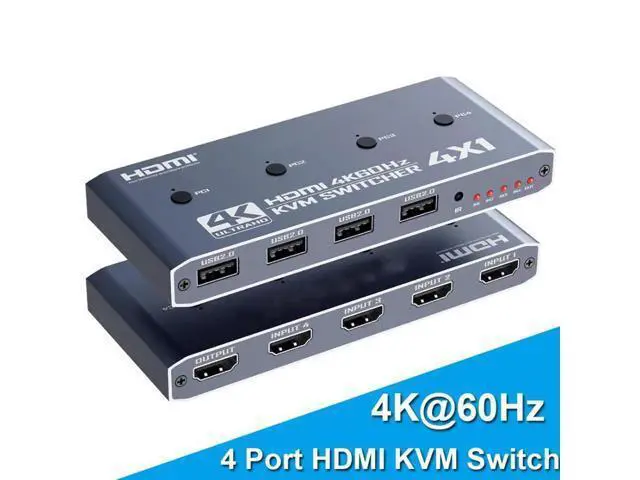 Main image of Hitoor 4 in 1 Out HDMI KVM Switch 4 Computer 1 Monitor, 4 Port HDMI USB Switch for 4 Computer Share a 4K@60Hz Monitor & 4 USB Devices, Keyboard, Mouse, Includes 4 KVM Cables & Remote Controller