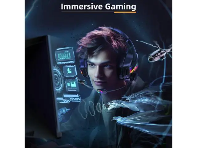Alt view image 7 of 7 - Wired Gaming Headset for PS5, PS4, PC, Stereo Surround Sound Gaming Headphones with Noise Cancelling Microphone, Over-Ear Gamer Headset with 4 Mode RGB Light for Laptop Mac Switch XboxOne (Black)