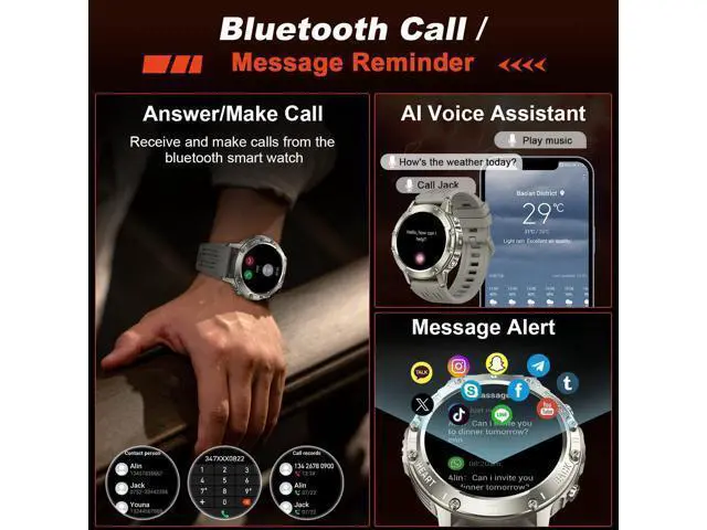 Alt view image 2 of 7 - Hitoor Smart Watch for Men Fitness Tracker, Bluetooth Waterproof Make Answer Call Digital Mens Watches Running Smartwatch for IOS Android Phones Compatible Step Pedometer Sleep Heart Rate Monitors