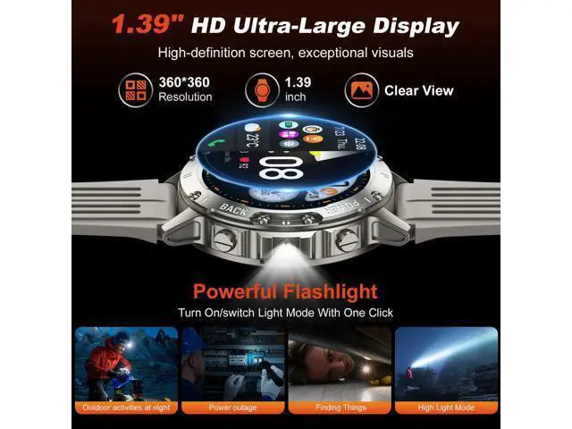 Alt view image 6 of 7 - Hitoor Smart Watch for Men Fitness Tracker, Bluetooth Waterproof Make Answer Call Digital Mens Watches Running Smartwatch for IOS Android Phones Compatible Step Pedometer Sleep Heart Rate Monitors