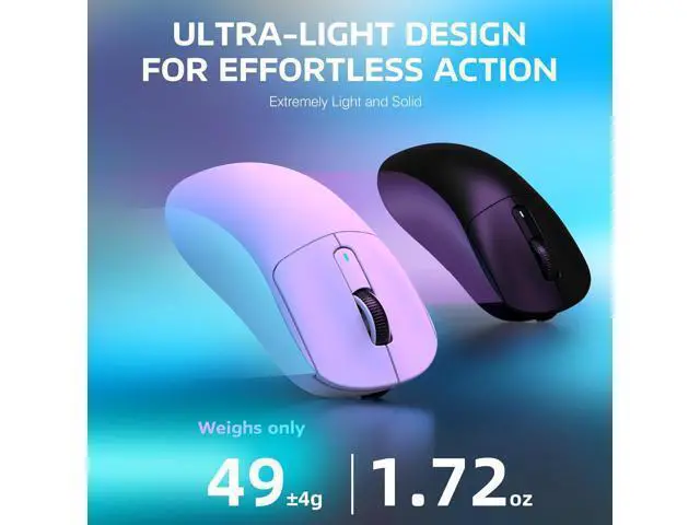 Alt view image 3 of 7 - Hitoor Wireless Gaming Mouse, 49g Ergonomic Computer Mouse, Triple Modes PAW3395 26K DPI Optical Sensor, 200h Battery Life, Programmable Buttons, Gaming Accessories for PC/Laptop/Mac (White)