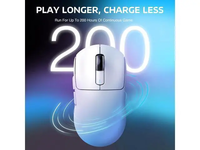 Alt view image 6 of 7 - Hitoor Wireless Gaming Mouse, 49g Ergonomic Computer Mouse, Triple Modes PAW3395 26K DPI Optical Sensor, 200h Battery Life, Programmable Buttons, Gaming Accessories for PC/Laptop/Mac (White)