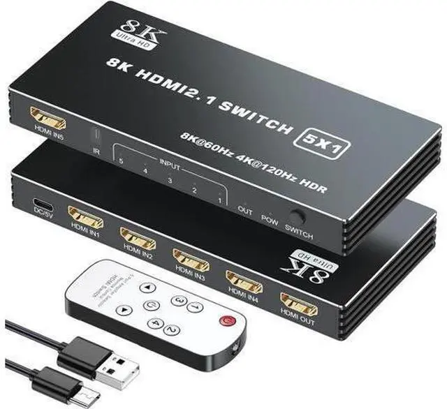 Main image of Hitoor HDMI 2.1 Switch 5x1, 8K HDMI Switch 5 in 1 Out, Support 8K/60Hz 4K/120Hz HDCP 2.3 HDR10, 5-Port HDMI Switcher Selector Box Compatible with PS3/4/5, Fire Stick, DVD, Xbox Switch etc..