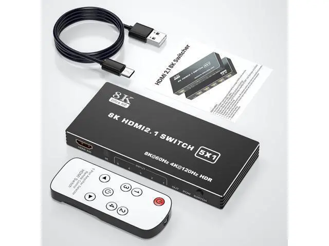 Alt view image 7 of 7 - Hitoor HDMI 2.1 Switch 5x1, 8K HDMI Switch 5 in 1 Out, Support 8K/60Hz 4K/120Hz HDCP 2.3 HDR10, 5-Port HDMI Switcher Selector Box Compatible with PS3/4/5, Fire Stick, DVD, Xbox Switch etc..