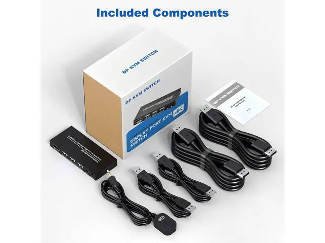 Alt view image 6 of 7 - KVM Switch DisplayPort - 2 Port Displayport KVM Switch, Two Computers One Monitor Switch to Share Mouse,Keyboard,Printer,USB and Ultra HD Monitor, Support 4K@60Hz, 2 DP Cable and 2 USB Cable Included